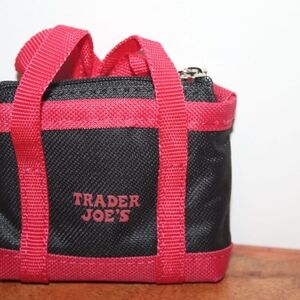 Trader Joe's Black and Pink Mini Tote Bag